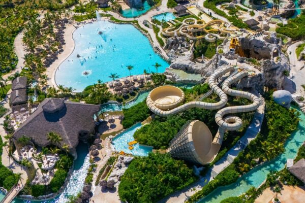 El Dorado Water Park near Hyatt Ziva Cap Cana featuring exciting water slides, family attractions, and tropical fun in Cap Cana