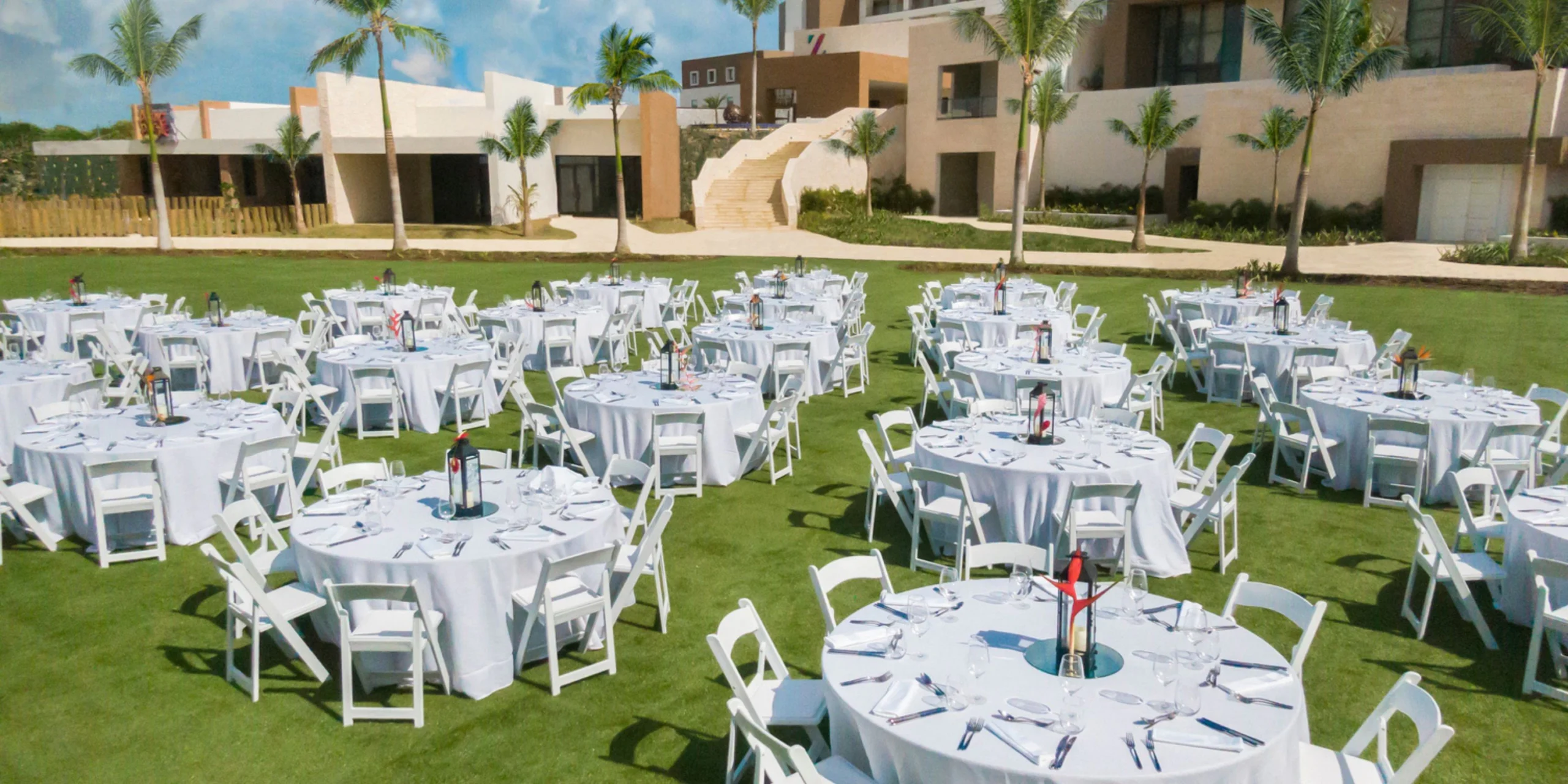 Larimar Event Lawn wedding venue at Hyatt Ziva Cap Cana with garden ceremony and reception setup