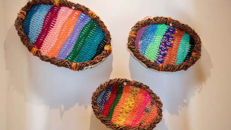 Colorful woven wall art detail in the Resort View Junior Suite King at Hyatt Ziva Cap Cana.