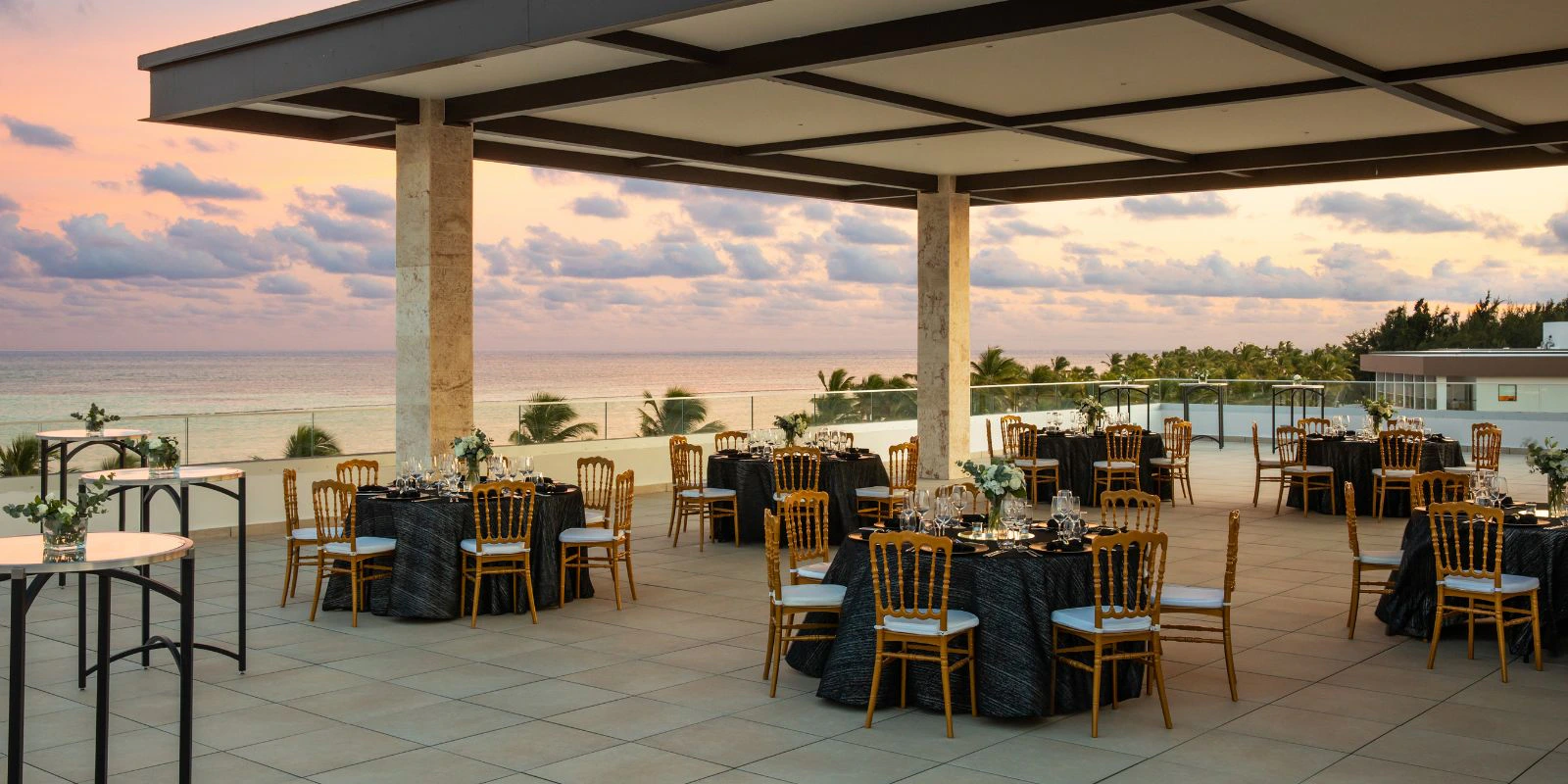 Rooftop Terrace wedding venue at Hyatt Ziva Cap Cana with panoramic ocean views and sunset ceremony setup