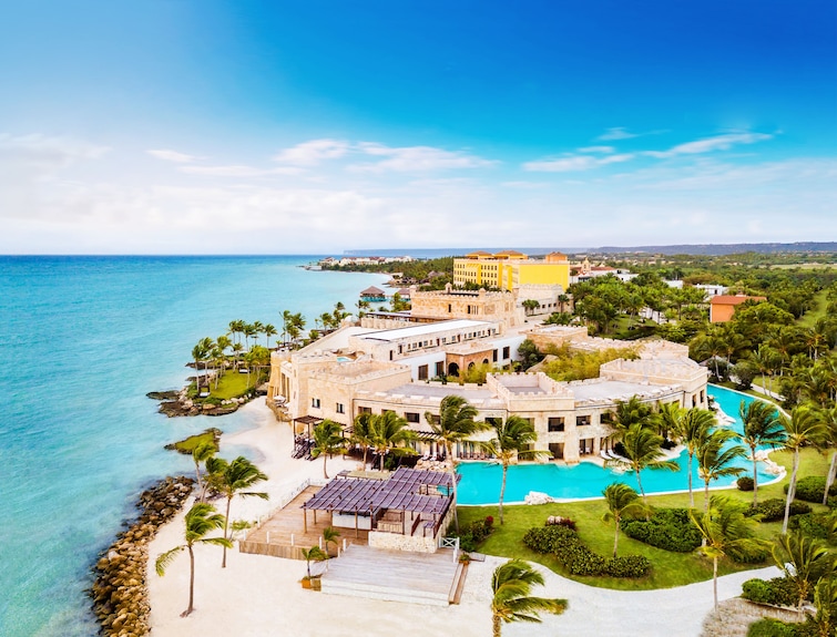Sanctuary Cap Cana luxury adults-only all-inclusive resort with colonial Spanish architecture, tranquil pools, and upscale dining in Cap Cana Dominican Republic.