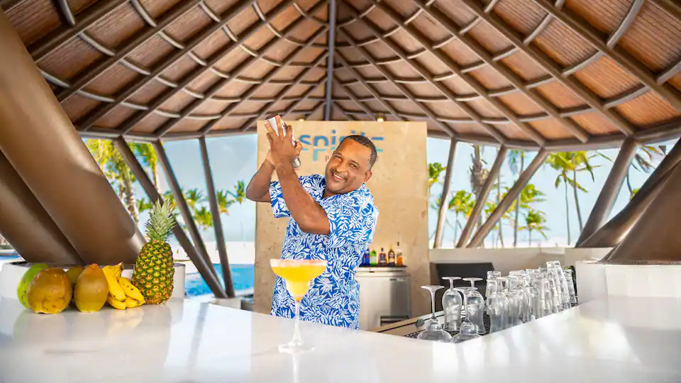 Spiritz bar at Hyatt Ziva Cap Cana featuring premium spirits, handcrafted cocktails, elegant bar seating, and a sophisticated resort atmosphere.
